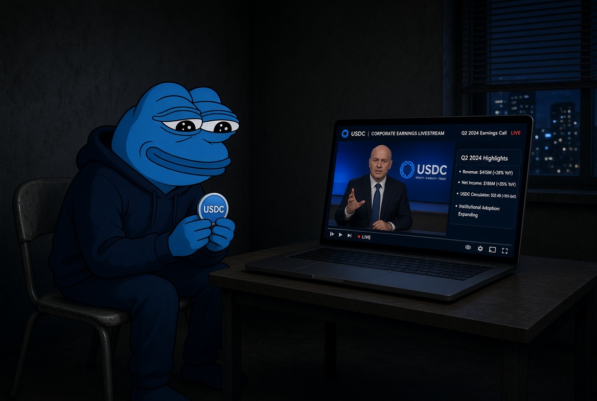 Blue Pepe watching the announcement livestream alone