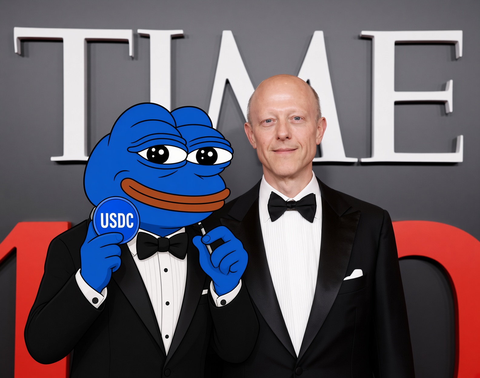Blue Pepe in a tuxedo at the Time100 gala